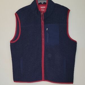 Jos A Banks Vest Navy‎ Blue Fleece with Red Trim Men's XXL NWT